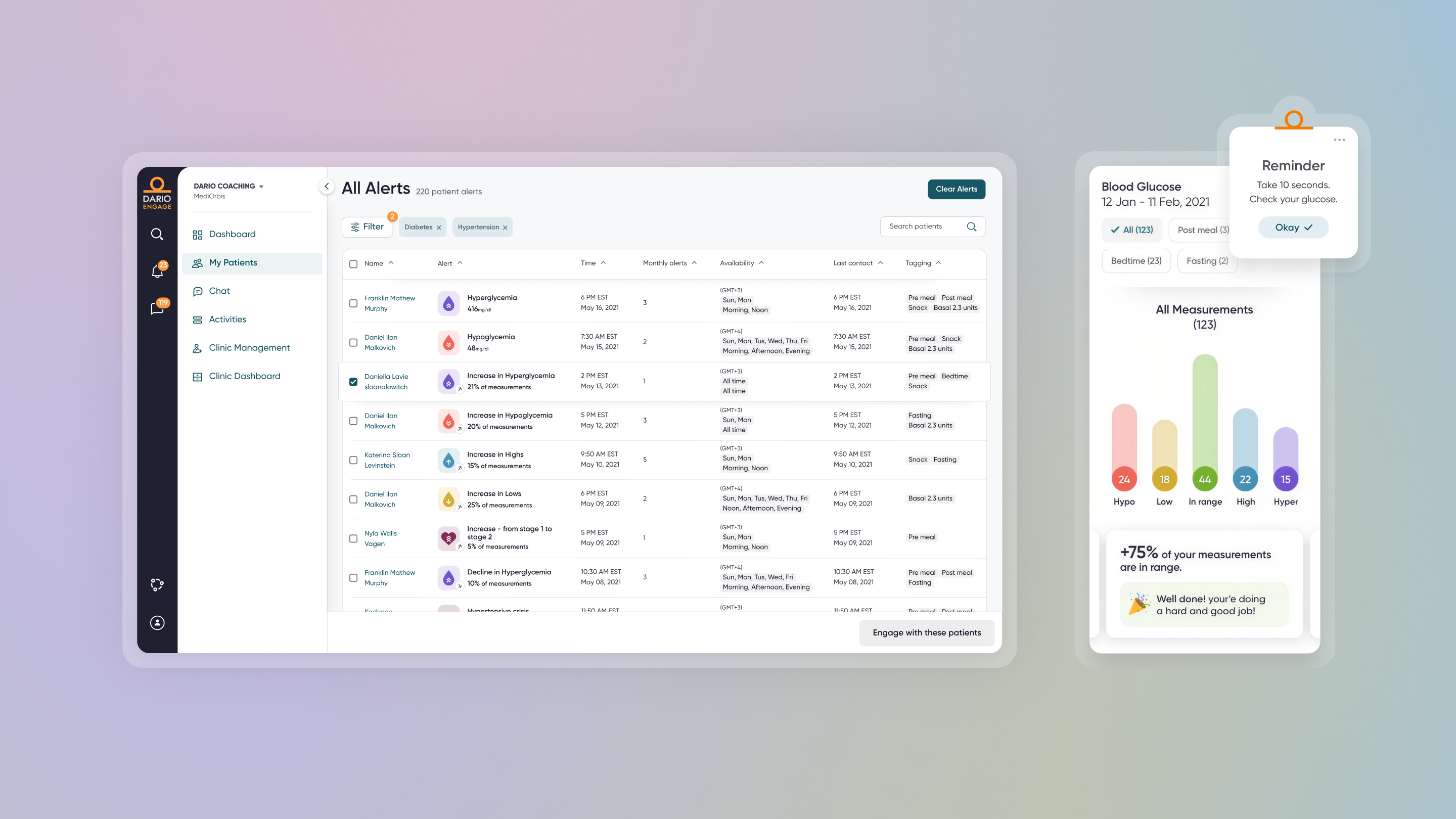 Data-heavy clinician interface beside the simpler member experience