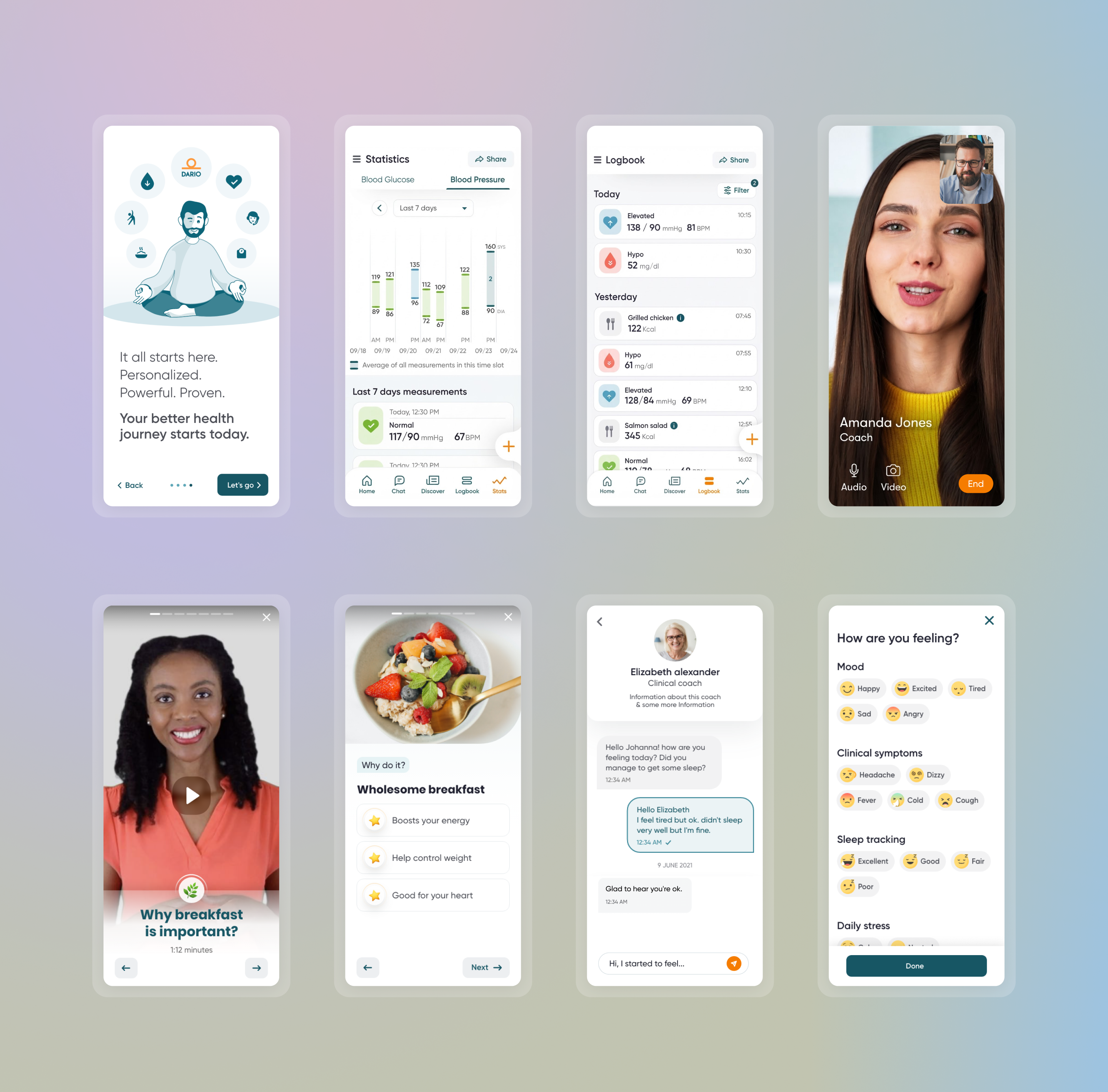 Dario mobile app screens